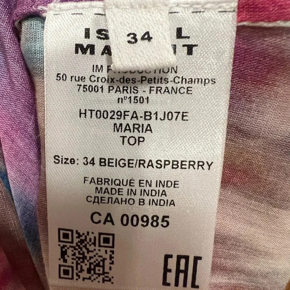 Isabel Marant - MARIA TOP, long sleeves, size 34 US/Small, Beige-Raspberry - Picture 9 of 9